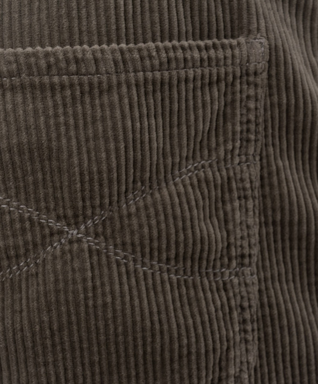 Brunello Cucinelli Вельветовые брюки цвета хаки M280NF1012 изображение 5
