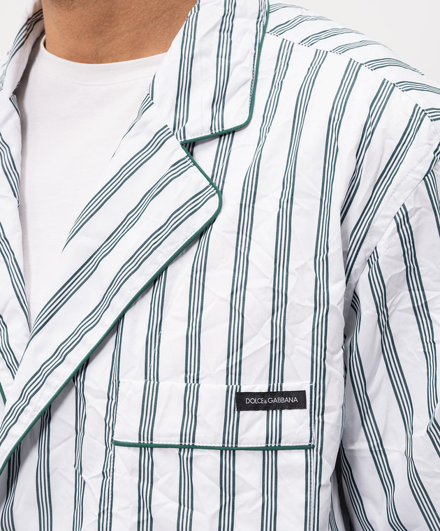 Dolce&Gabbana Біла сорочка в смужку в піжамному стилі G2WK2TFRMD9 зображення 4