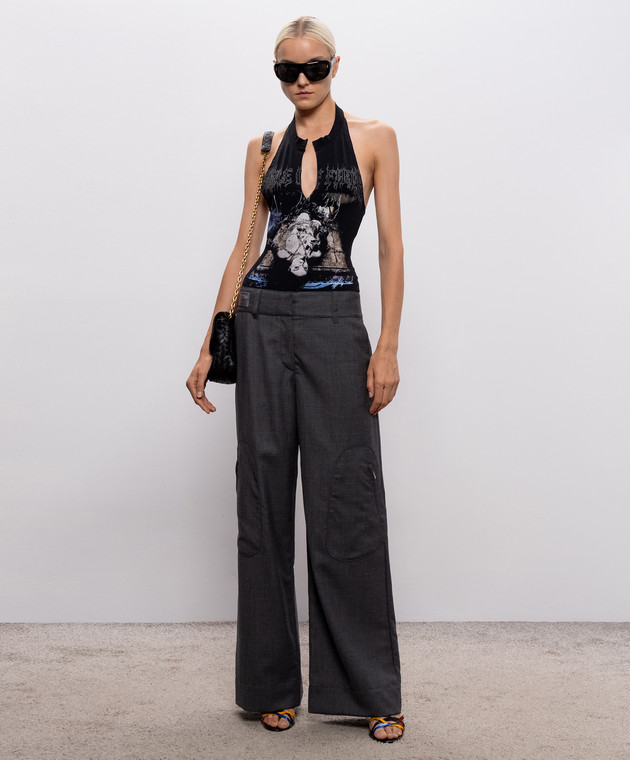 Vetements Черное боди в принт с открытой спиной WH27BO207B изображение 2