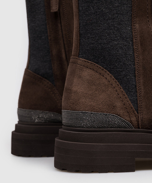 Brunello Cucinelli Коричневые замшевые ботинки с цепочкой мониль MZSFG3308P изображение 5