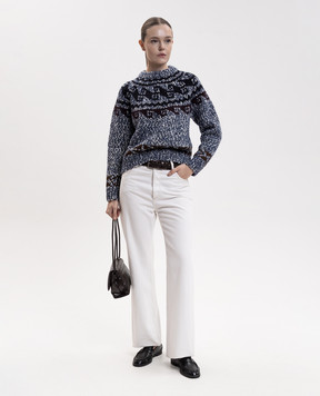 Moncler Grenoble Синій светр у візерунок L20989C00007N0696