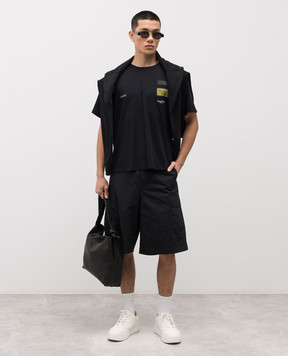 Maison Margiela MM6 Черная футболка с брендовыми нашивками SH0GC0069S24311