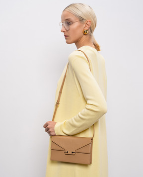 Tom Ford Коричневая кожаная сумка-мессенжер AUBE с логотипом S0531LGO033P