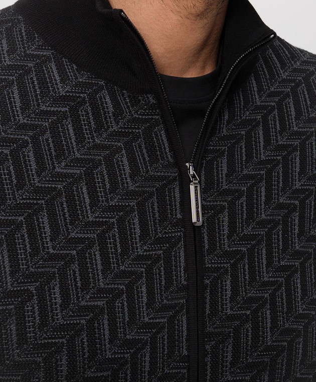 Stefano Ricci Черный кардиган с шелком K818108R31F26174 изображение 5