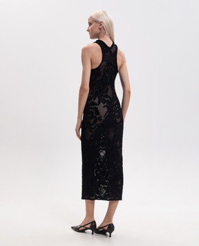 Givenchy Чорна ажурна сукня з вишивкою логотипа BW230F4ZUX