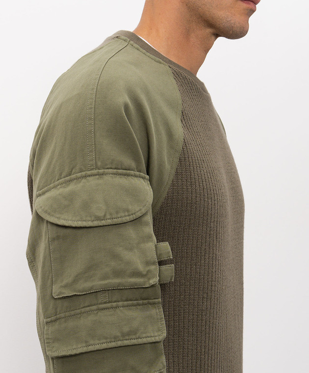 Balmain Свитер с шерстью цвета хаки HH1KD188KK29 изображение 5