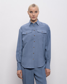 Brunello Cucinelli Синя сорочка з льоном MH126NE406