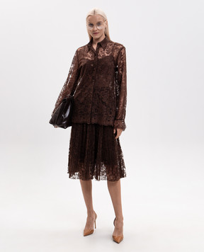 Ermanno Scervino Коричнева блуза з вишивкою D492K393CSAPEYF