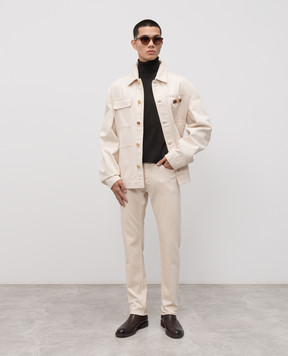 Versace Бежевые джинсы с логотипом патча 10190501A15041
