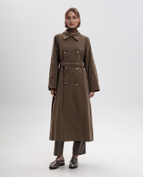 Twinset Тренч кольору хакі з металевим логотипом 262TP270A