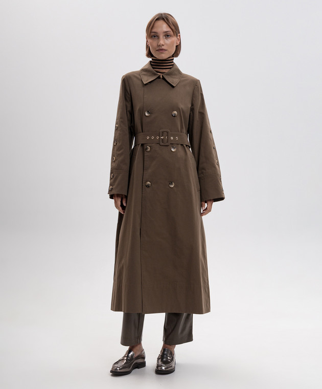 Twinset Тренч кольору хакі з металевим логотипом 262TP270A зображення 3