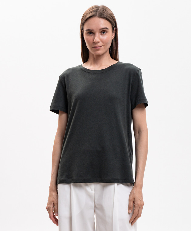Max Mara Зеленая футболка SEGALE с вышивкой SMMSEGALE изображение 2