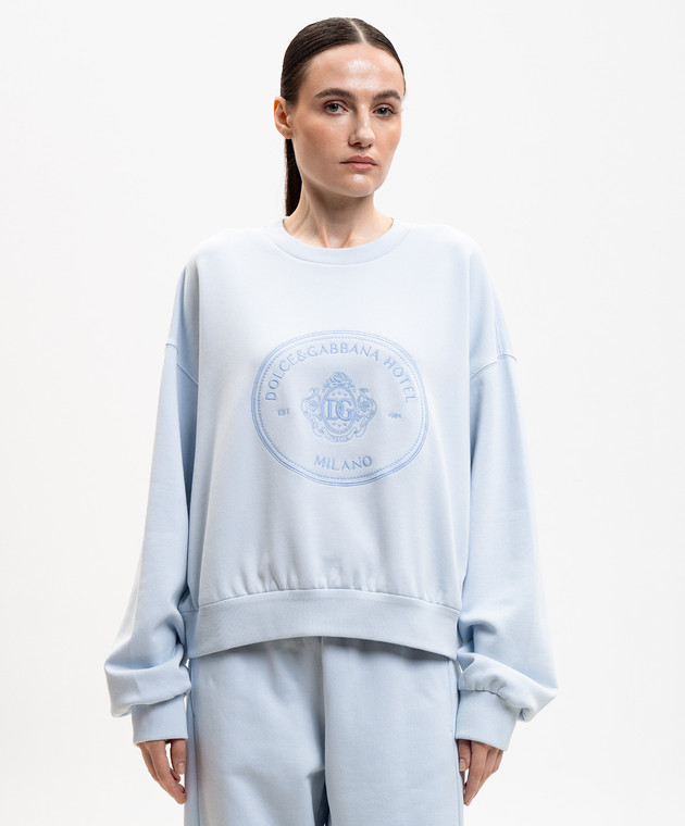 Dolce&Gabbana Блакитний світшот з вишивкою F9Q92ZGDDMO зображення 3