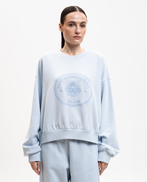 Dolce&Gabbana Блакитний світшот з вишивкою F9Q92ZGDDMO