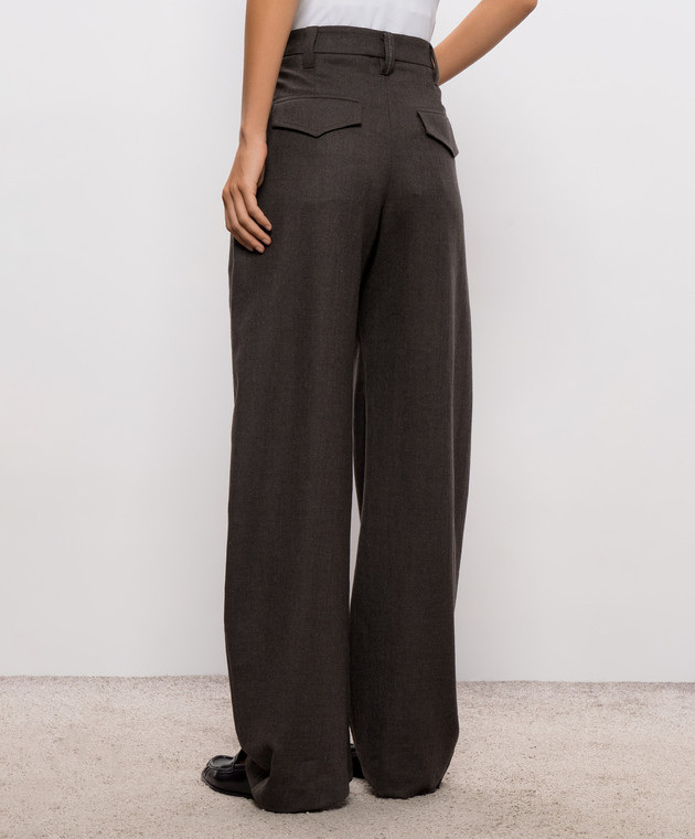 Brunello Cucinelli Темно-коричневые брюки с высокой посадкой MG550P9026 изображение 4
