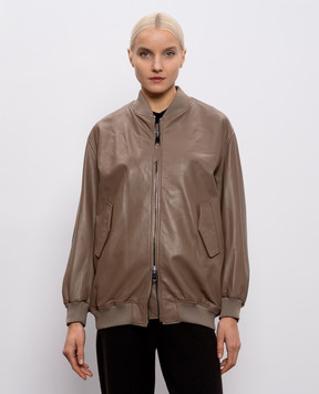 Simonetta Ravizza Коричневый кожаный удлиненный бомбер Petra S06JA76L1