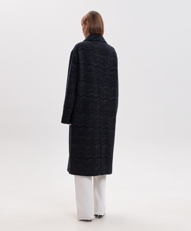 Missoni Голубое двубортное пальто с кашемиром DS26WC09BC006H изображение 4
