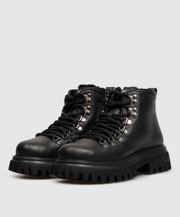 Dolce&Gabbana Детские черные кожаные ботинки на меху DA5362A07222736 изображение 2