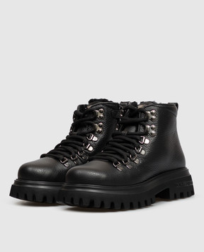 Dolce&Gabbana Детские черные кожаные ботинки на меху DA5362A07223940