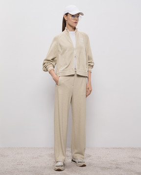 Brunello Cucinelli Бежевые брюки с люрексом MP930SN999