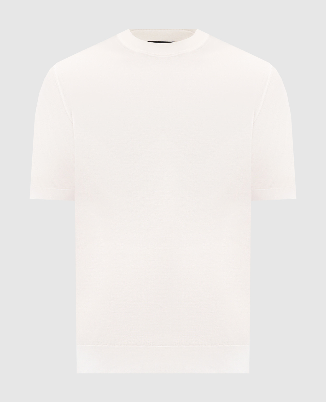 Футболка из шелка цвета айвори с нашивкой логотипа