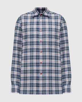 Kiton Голубая рубашка в клетку UMCNERPH0943