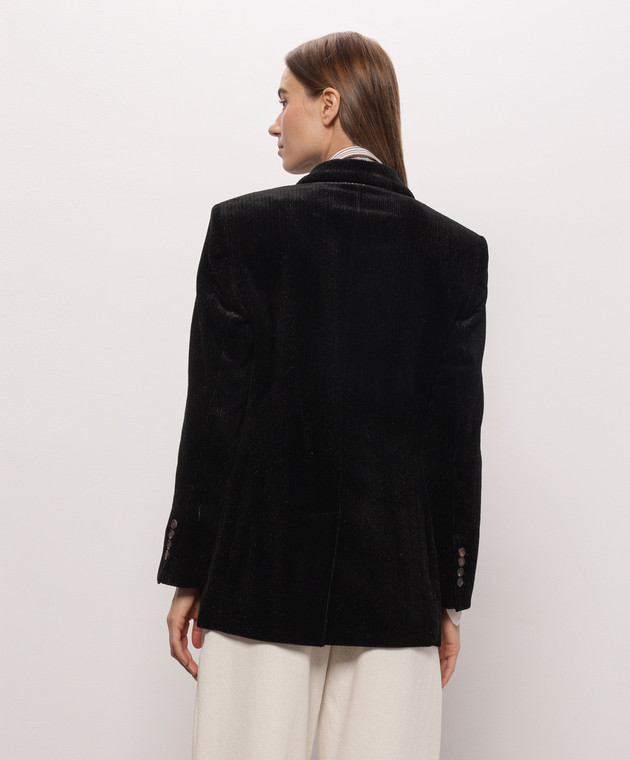 Brunello Cucinelli Черный двубортный вельветовый жакет с люрексом MG5687369 изображение 4