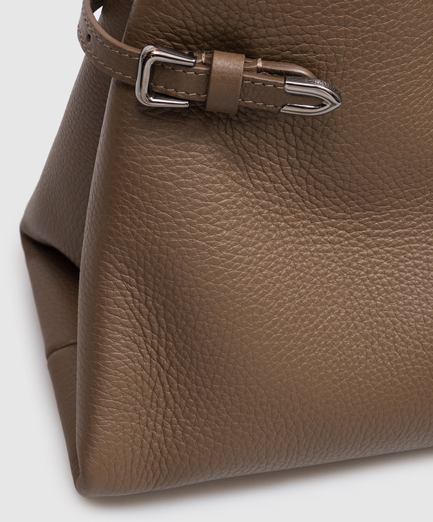 Brunello Cucinelli Коричнева шкіряна сумка з тисненням логотипа MBDKB2820 зображення 4