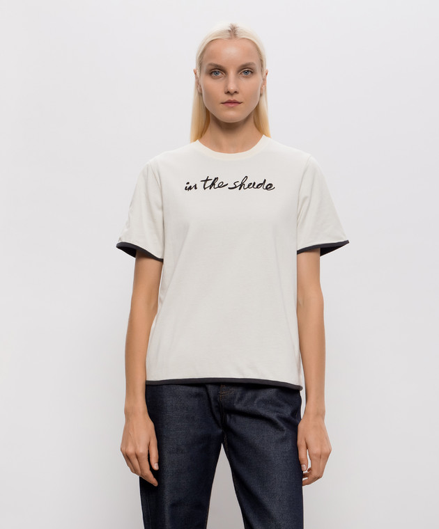 JW Anderson Футболка цвета айвори с вышивкой надписи JT0350PG2007 изображение 3