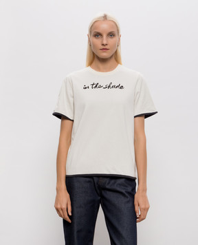 JW Anderson Футболка цвета айвори с вышивкой надписи JT0350PG2007
