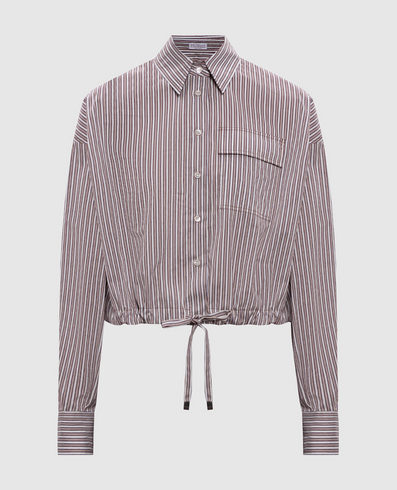 

Рубашка с шелком в полоску, Коричневый, Рубашки