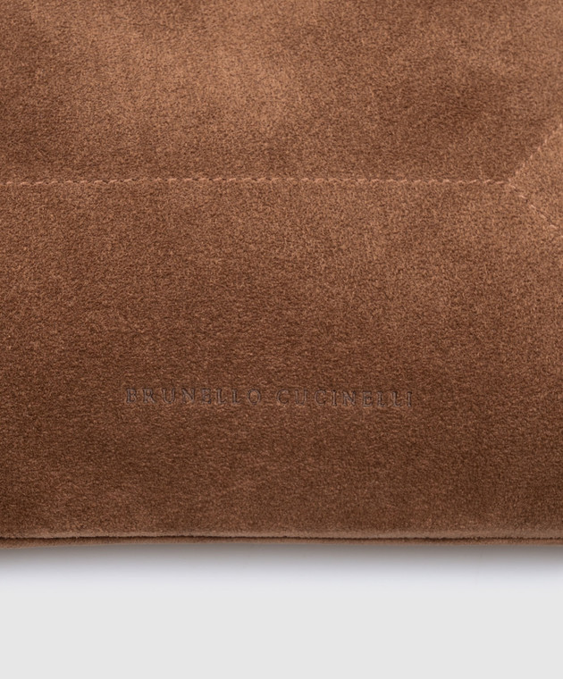 Brunello Cucinelli Коричнева замшева сумка-кісет з ланцюжком моніль MBDLD2808P зображення 4