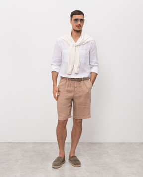 Brunello Cucinelli Белая рубашка из льна MM6840658