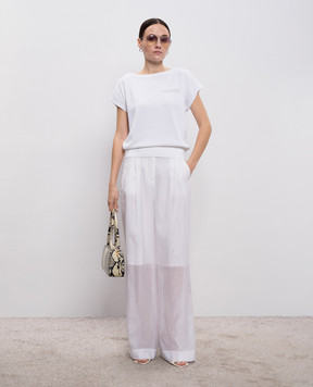 Peserico Білі штани із шовком з патчем A04092D08372