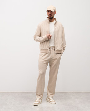 Brett Johnson Бежевая спортивная куртка с шерстью, льном и шелком SS26J1LP193SAN