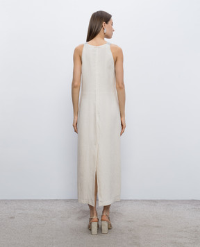 Peserico Бежева сукня міді з льону E0226602600