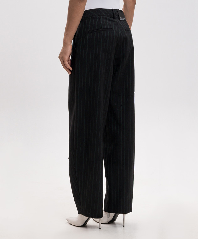 Off-White Чорні штани з вовни в смужку 2FH00356B зображення 4