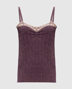 Valentino Фиолетовый топ в рубчике с люрексом 8B0KM06QA8T