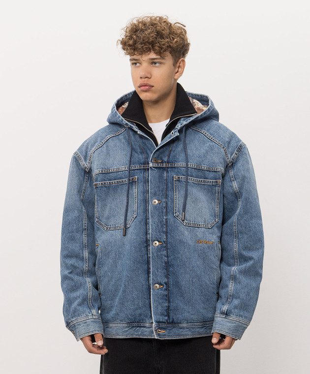 Off-White Синяя джинсовая куртка с эффектом потертости 44MYE09SF26D002 изображение 3