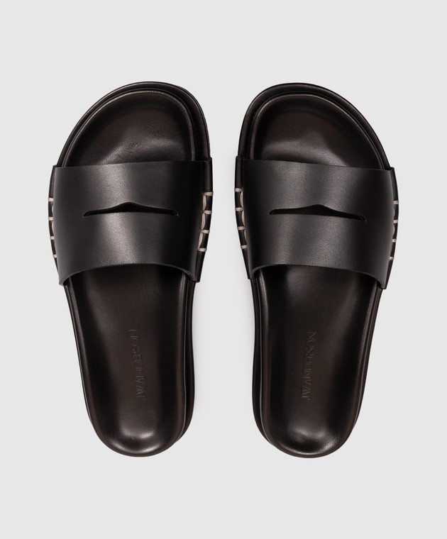 JW Anderson Черные кожаные шлепанцы Fussbett SL0017LA0232 изображение 4