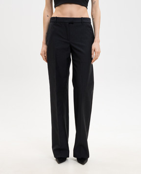 Alexander McQueen Темно-сині штани Bumster з вовною в смужку 869015QJAF4