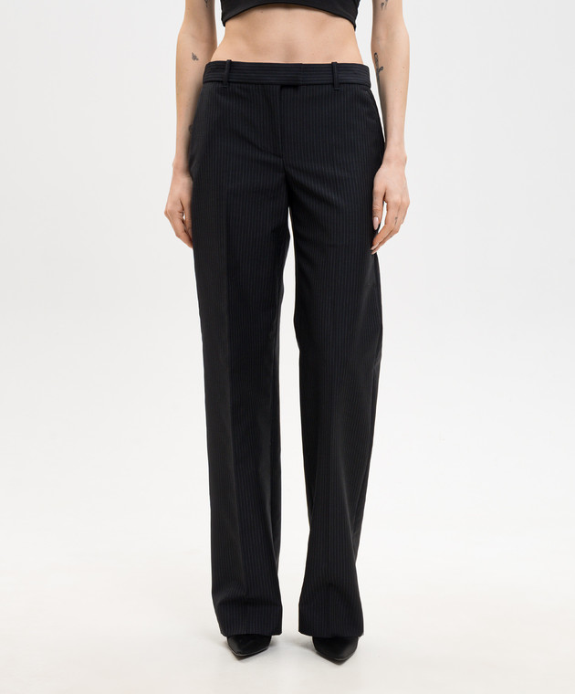 Alexander McQueen Темно-сині штани Bumster з вовною в смужку 869015QJAF4 зображення 3