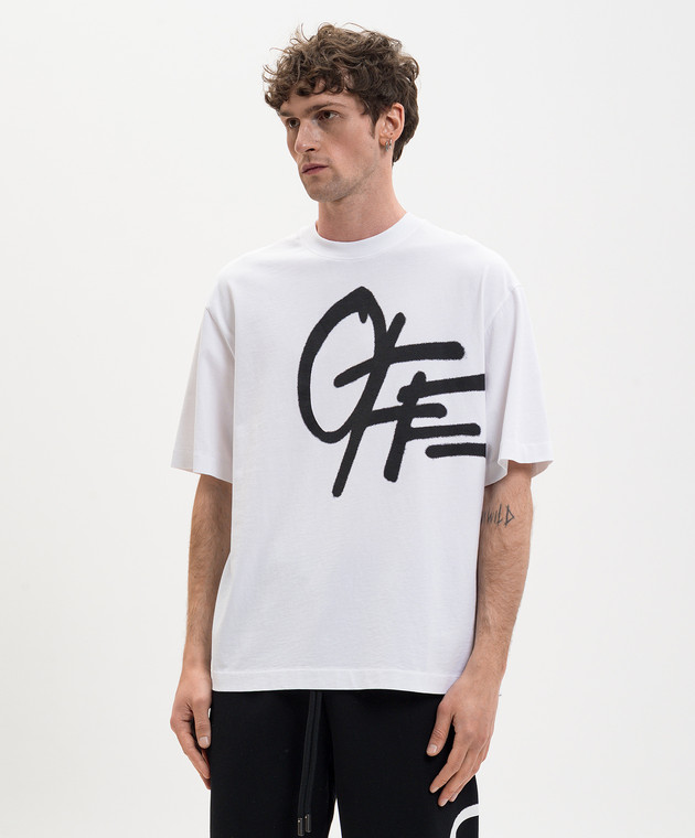Off-White Белая футболка с принтом логотипа Spray 44MAA120S26J00L изображение 3