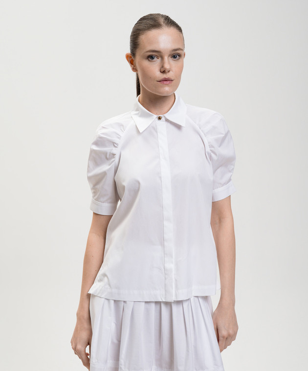 Max Mara Біла сорочка з короткими рукавами з драпіруванням MSTAMORE зображення 3