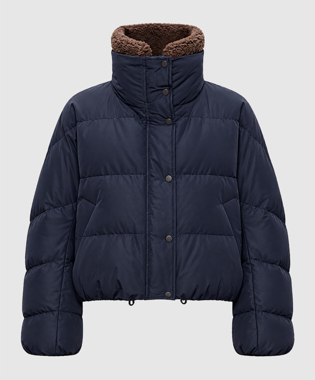 Brunello Cucinelli Синий пуховик с мехом MH5257474