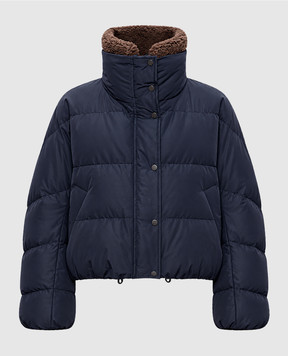 Brunello Cucinelli Синий пуховик с мехом MH5257474