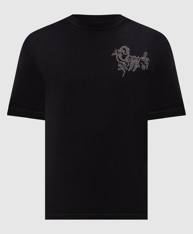 Off-White Черная футболка с вышивкой логотипа 44MAA16MF26J00E