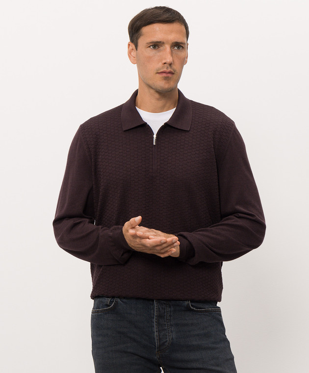 Bertolo Cashmere Фиолетовое поло из шерсти и шелка с молнией 90247300251458 изображение 3