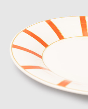 Geminiano Cozzi 1765 Біла порцелянова десертна тарілка Striche Arancio e Oro TTCMI02229053