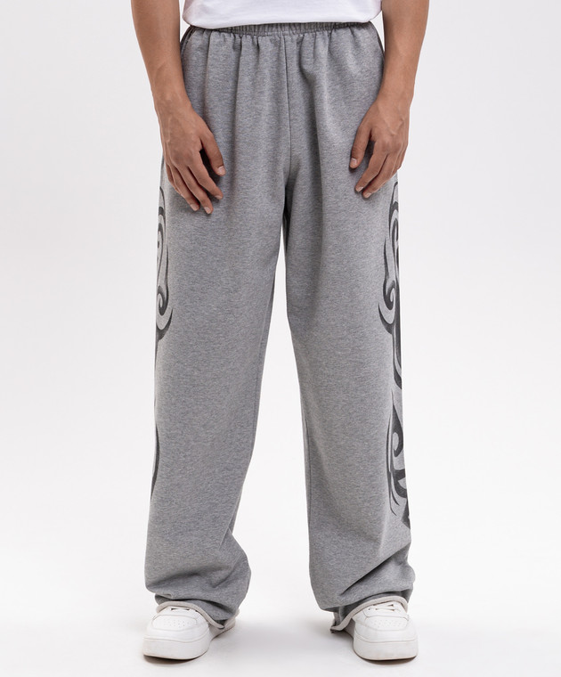 Vetements Серые меланжевые спортивные штаны с принтом MH27SP152G изображение 3